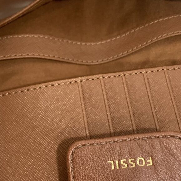 Fossil Leather Stripe Snap Button RFID Wallet Women - Picture 8 of 9